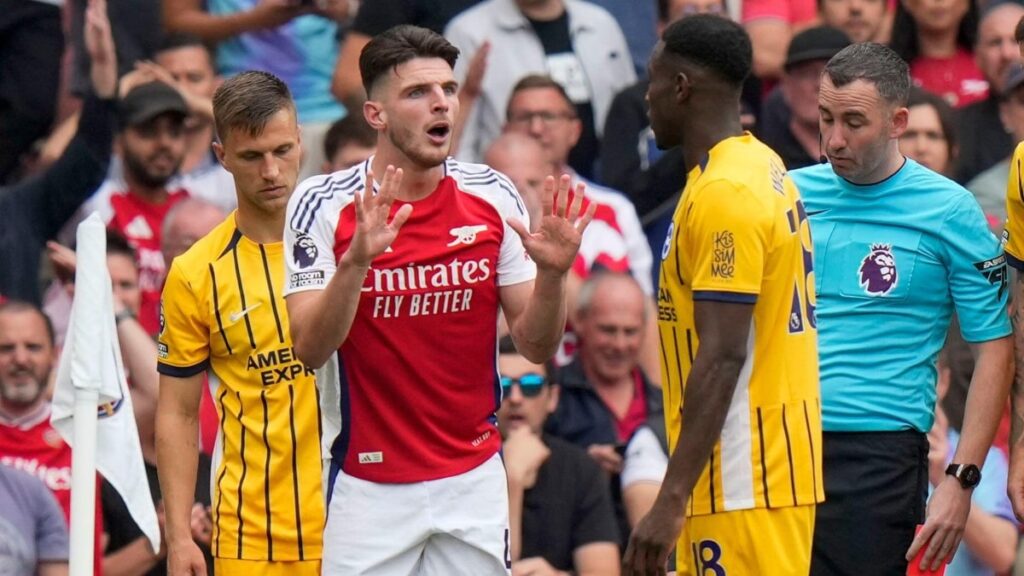 Arsenal 1-1 Brighton: Rice sees red as Gunners drop points