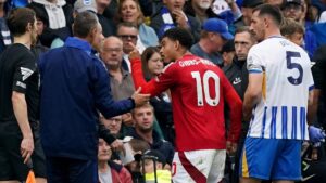 Brighton 2-2 Nottingham Forest: Gibbs-White sent off in dramtic match